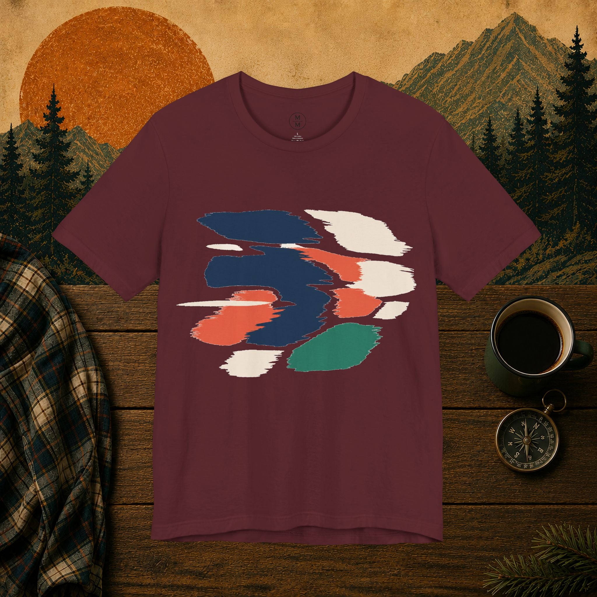 Abstract Brushstroke Tee — Retro Colorful Art Graphic T-Shirt